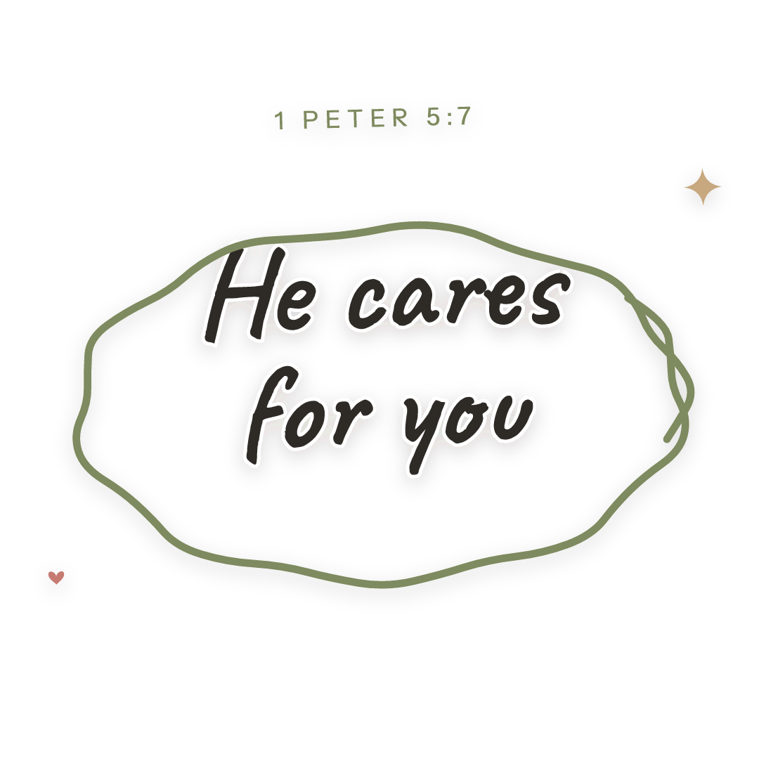 Sticker: 1 Peter 5:7 He cares for you