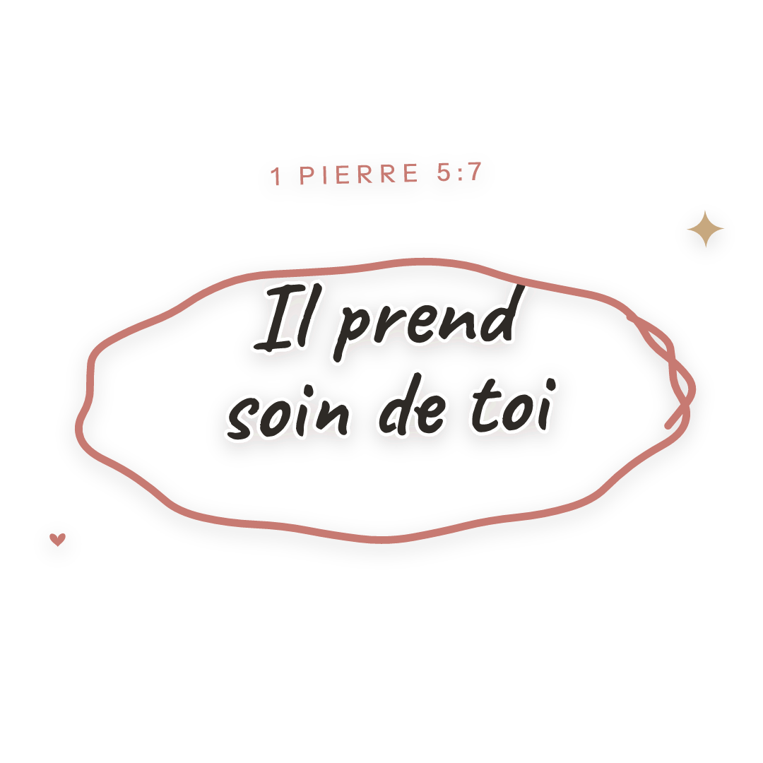 Sticker: 1 Pierre 5:7 Il prend soin de toi