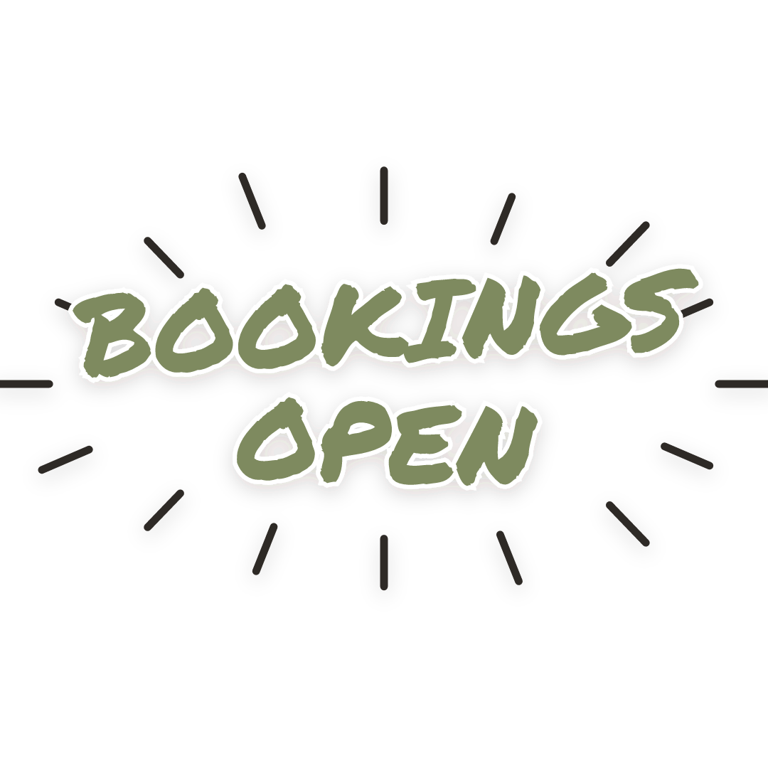 Sticker: bookings open